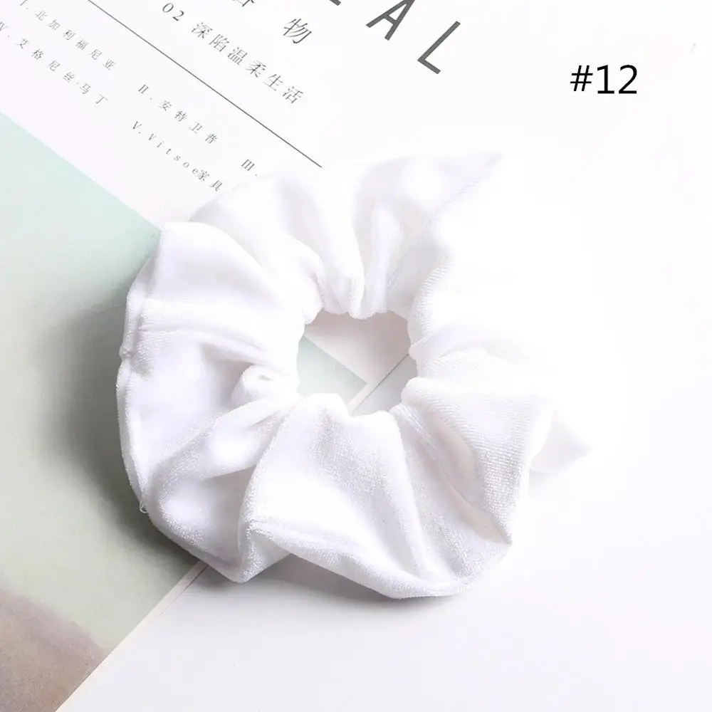 Velvet-12 1 шт Мода мягкий бархат большой Упругие волосы веревки Scrunchies для Для Женщин Девочек Сладкий сплошной волос держатель ленты Галстуки резинка для волос аксессуары - Цвет: Velvet-12