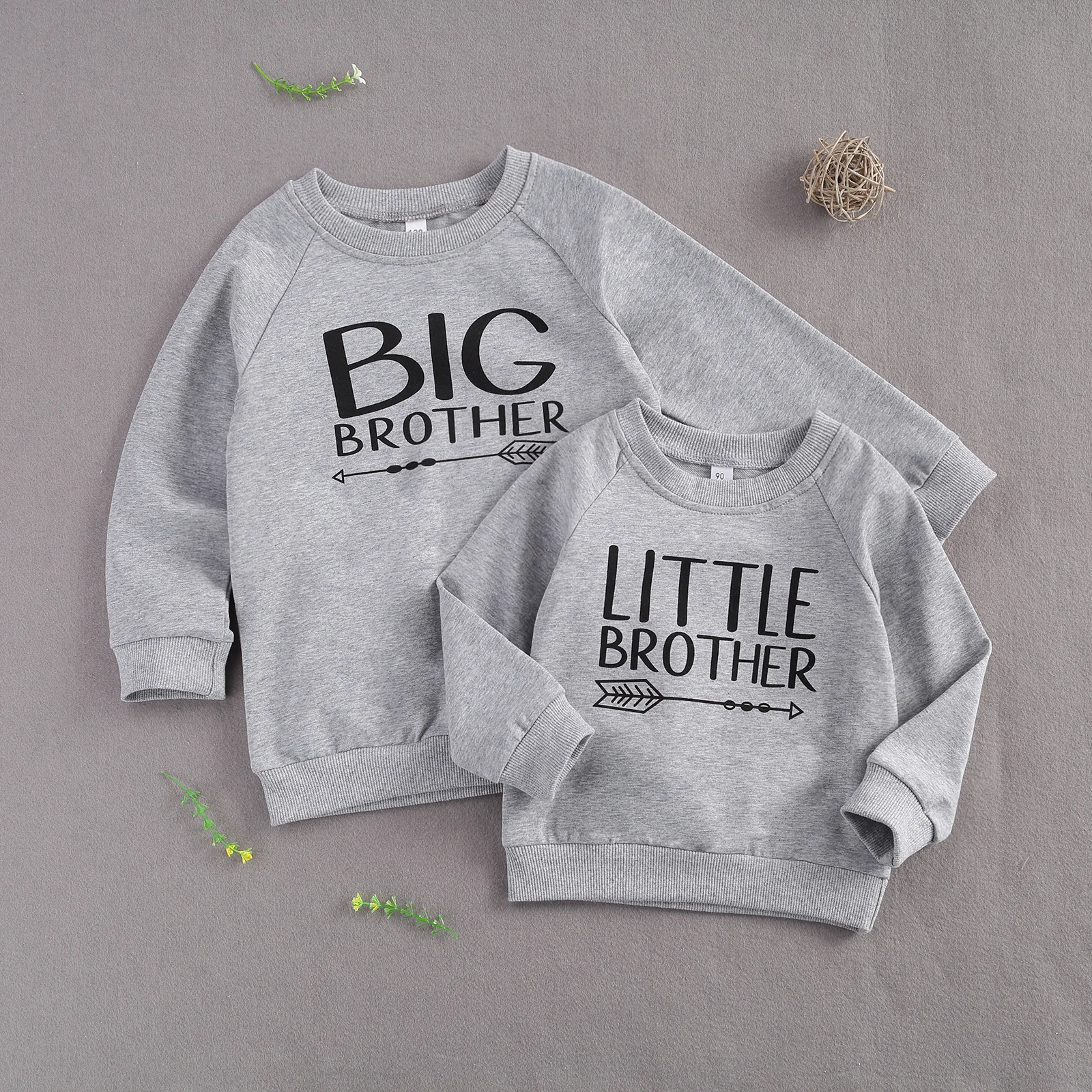 Осенний серый свитшот для маленьких мальчиков с длинным рукавом костюм большого