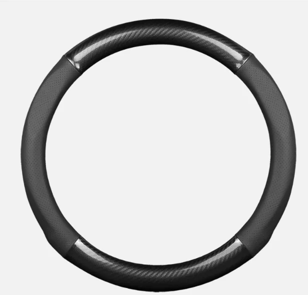 

Glossy carbon fiber with dotted leather car steering wheel cover