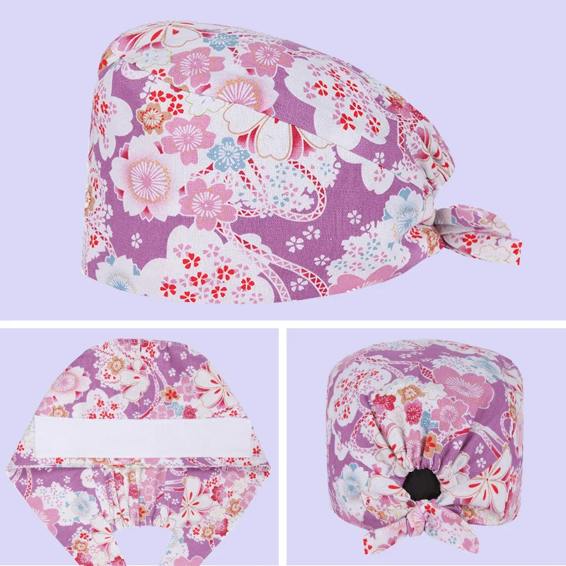 2020 new surgery cap Operating room female and male doctor nurse beauty cotton European American printing tie | Тематическая одежда