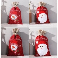 christmas santa sacks 2022 new linen bags xmas candy bags drawstring linen bag christmas supplies decoration gift bags christmas
