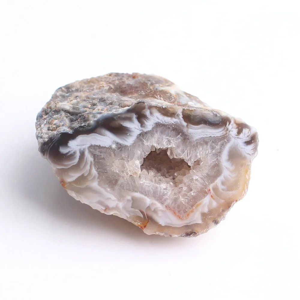 Натуральный агат геодовый кристалл минеральный образец с отверстиями содержит