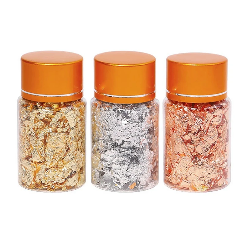 

3 Typies Decorations Painting Gold Foil Fragments Craft Paper Pieces Gold Flakes Potal Gold Leaf Flakes for Gliding Arts Crafts