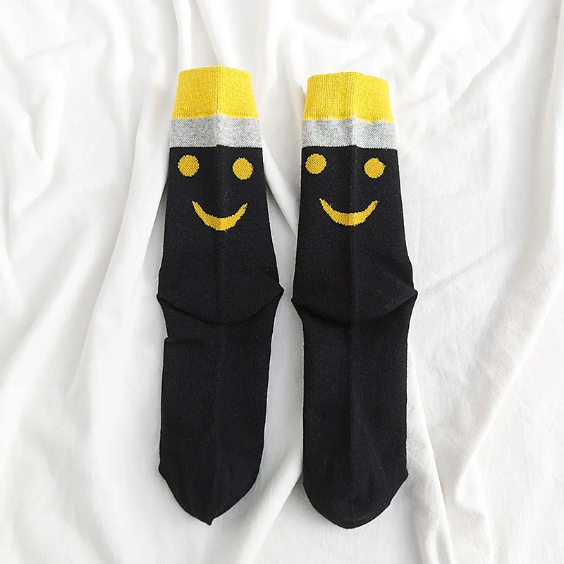 

Japanese Department College Wind Cartoon Smiling Face Pattern Women Sock Cute Funny Pure Color Personality Sock Chaussette Femme