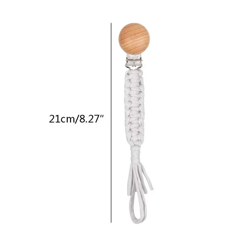 

Baby Dummy Chain Pacifier clip Crochet Cotton Soother Holder Infant Toddler Wooden Beads Teething Toy