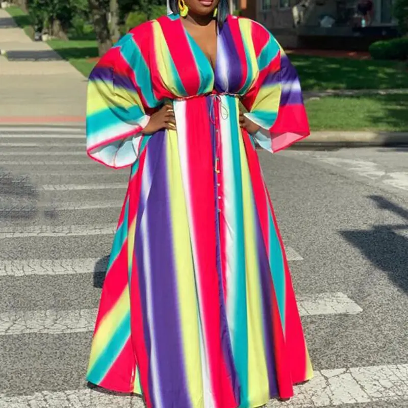 Женское платье в полоску африканском стиле новинка 2019 года Осенние вечерние