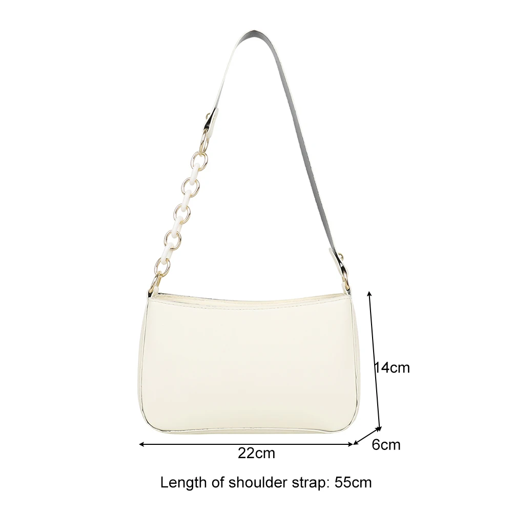 

Fashion Women PU Leather Solid Color Shoulder Bags Elegant Female Travel Underarm Bag Casual Ladies Chain Small Handbags Purses