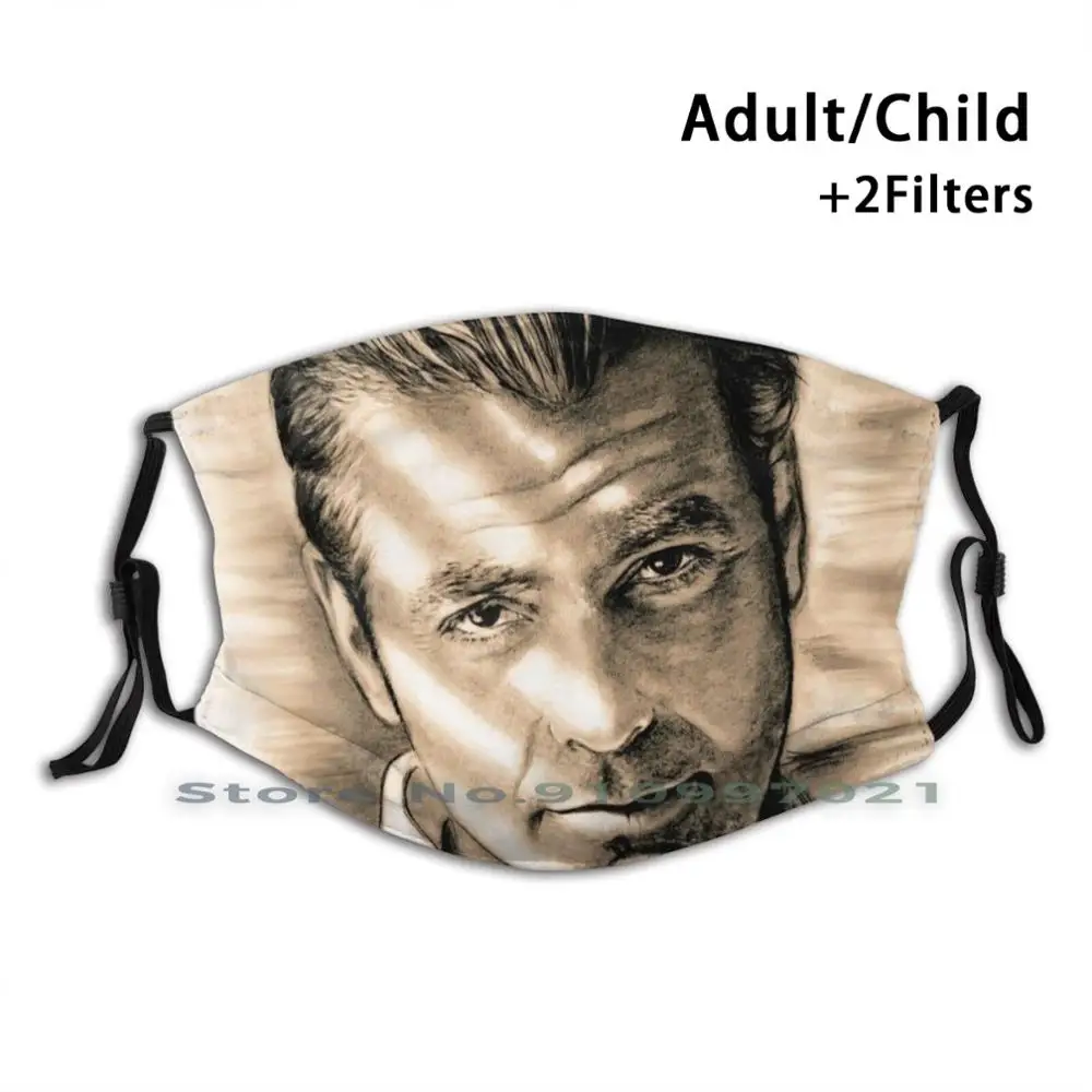 

Клуни портрет рисунок Античная пыле-одноразовая маска для лица Pm2.5 фильтры для детей и взрослых Джордж Клуни портрет