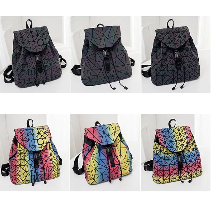 Светящийся рюкзак в клетку с бриллиантами дорожная модная женская сумка