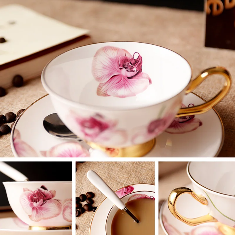 

Top Grade Bone China Coffee Cup Creative European Tea Cup Set And Saucer Home Party Afternoon Tea Teacup Porcelain Nice Gift