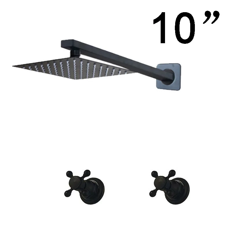 10 Inch set 01 Ванная комната роскошная черная душевая головка с душевой рукояткой черный душевой набор ванная комната дождевая квадратная душевая головка - Цвет: 10 Inch set 01