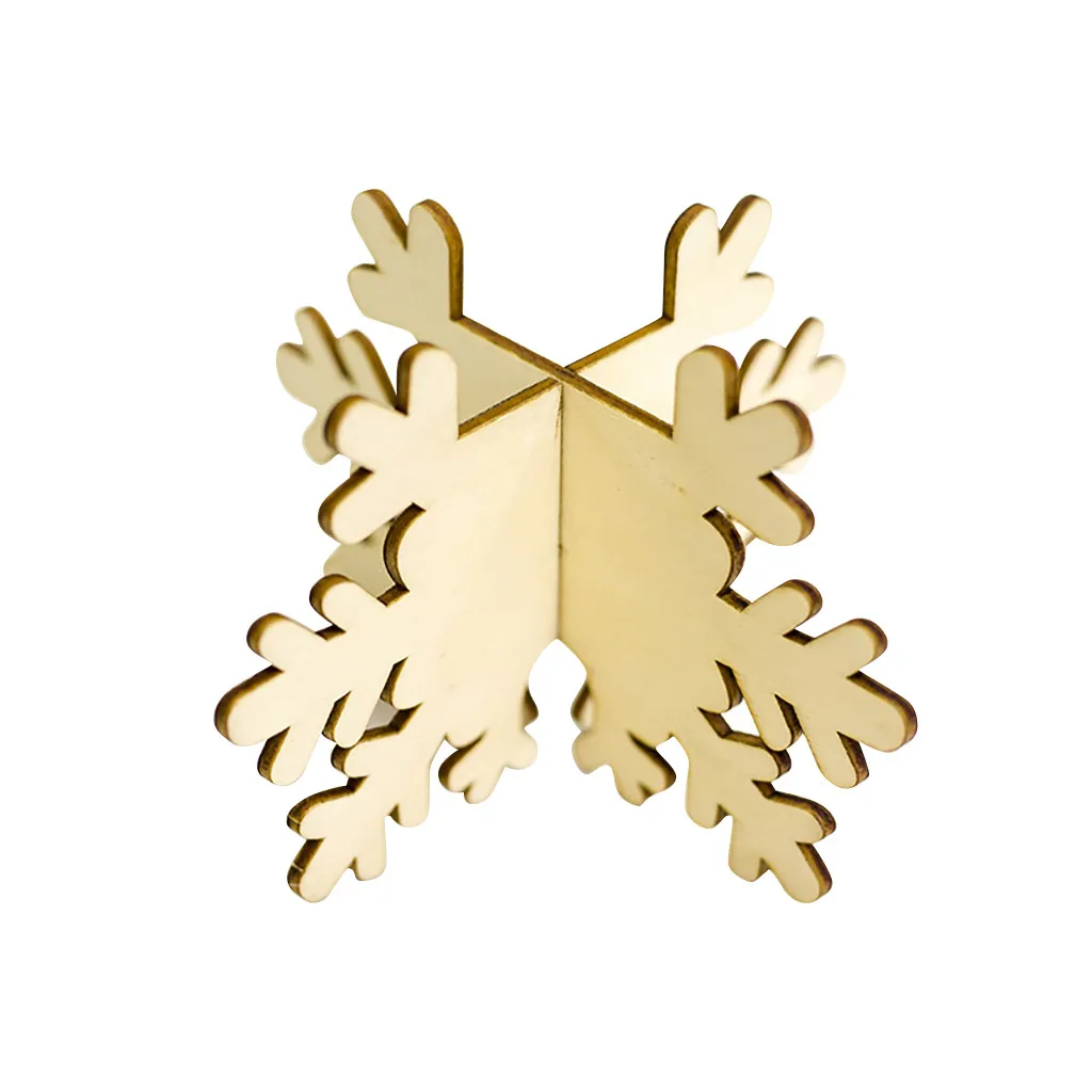 Подсвечник в форме снежинки деревянный Рождественский романтический подсвечник
