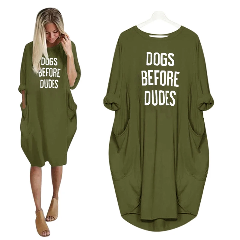 

2020 Fashion T-Shirt For Women Pocket Dogs Before Dudes Print Tshirt Tops Graphic Tees Women Off The Shoulder