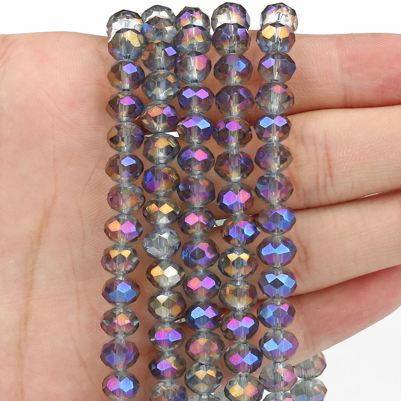 Высококачественные прозрачные фиолетовые радужные хрустальные бусины