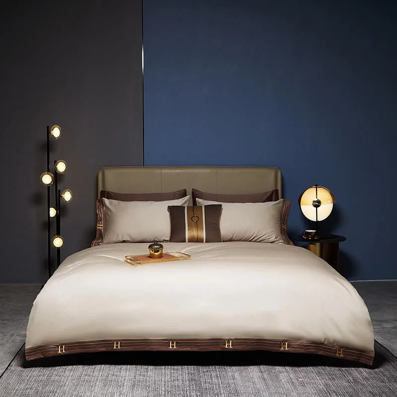 Basics Embroidered Hotel Stitch Duvet Cover Set Soft Silky B