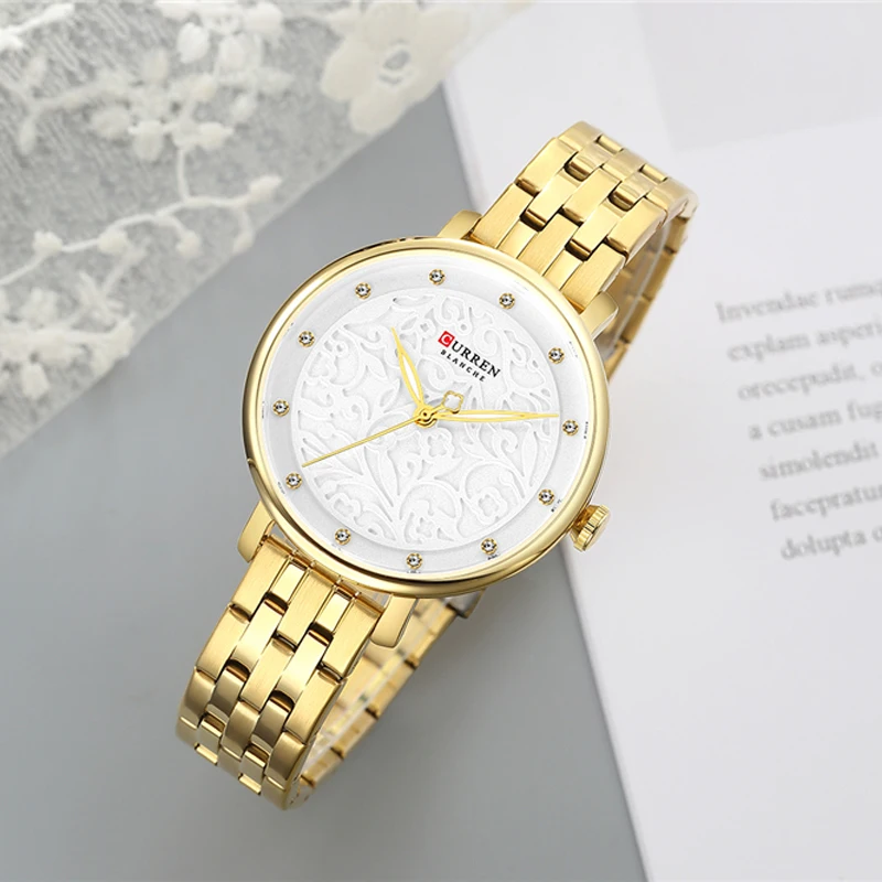 Top Brand CURREN Watches Women Classy Dress Gold Wristwatch with Stainless Steel Female Clock 2019 Fashion Luxury Ladies Watch | Наручные