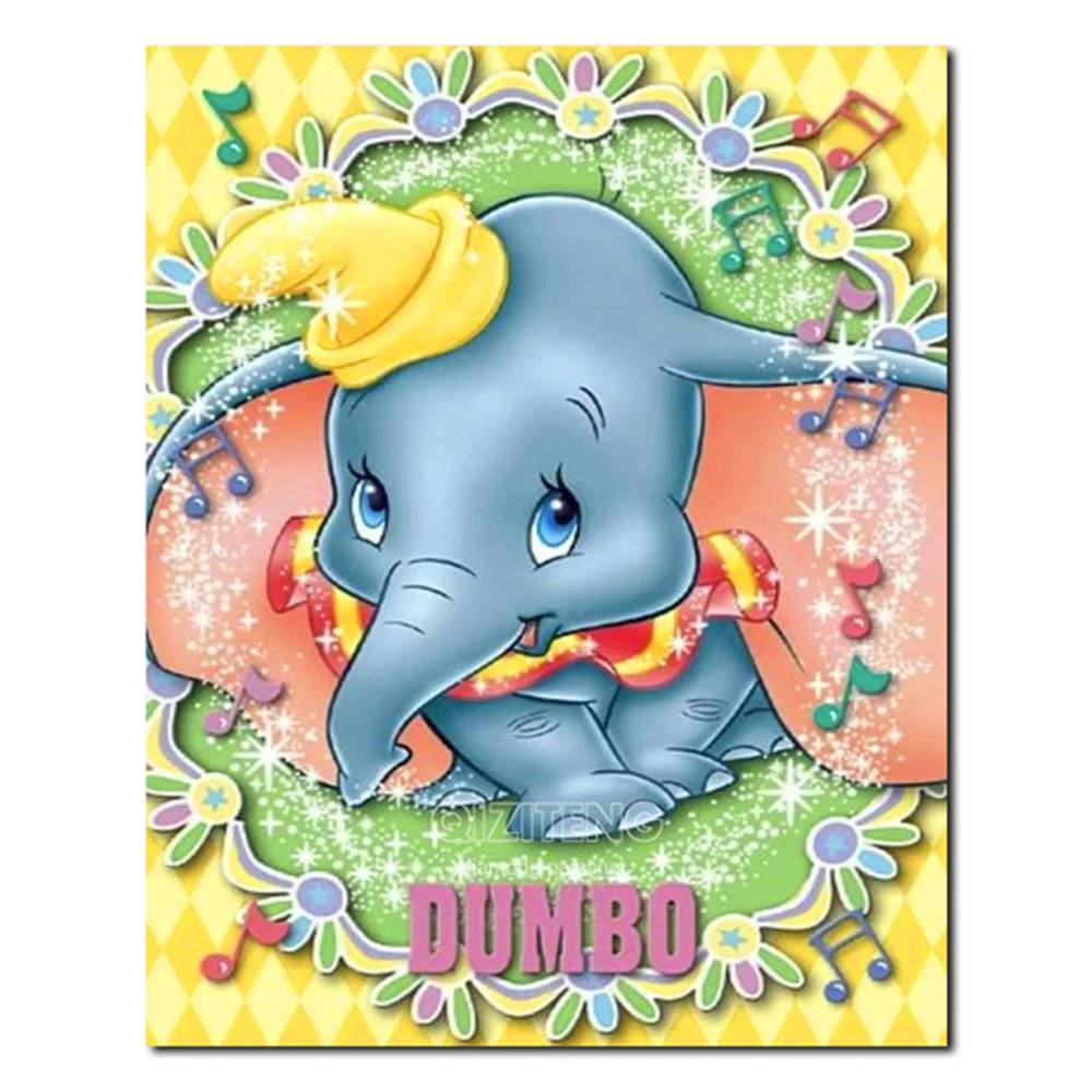 

Full Diamond Painting 5D DIY Dumbo Square/Round Embroidery Rhinestone Cute Animal Cross Stitch Kit Home Decoration Painting