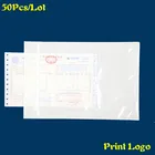 50 шт., пластиковые прозрачные пакеты для документов