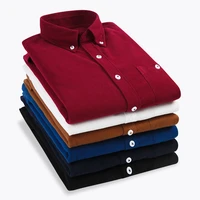 autumn winter men corduroy shirt slim long sleeved button collar smart casual shirts men comfortable warm shirts plus size 5xl