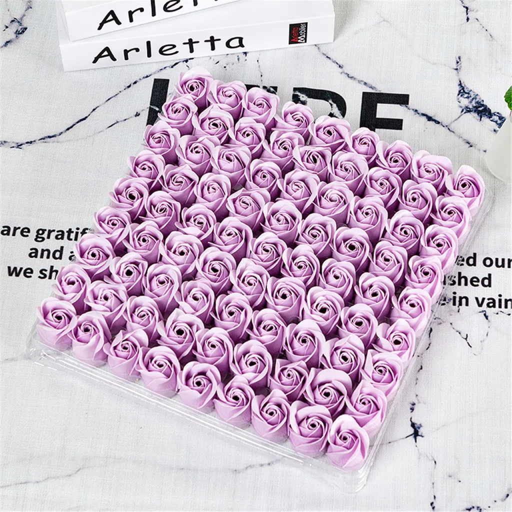 

Rose Soap Flower Head Three Layers Without Base Rose Eternal Flower Simulation Rose 1 Box Of Artificial Flowers 81pcs G3