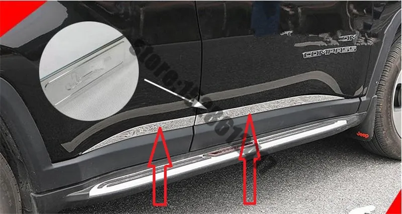 

Боковые молдинги из нержавеющей стали для jeep Compass 2017-2020, украшение боковой двери