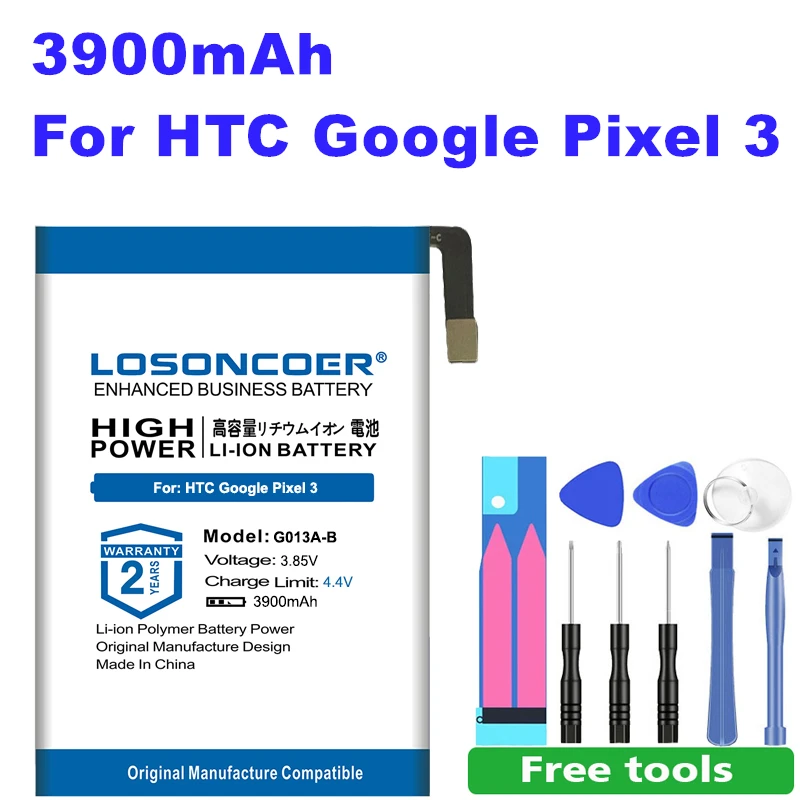 LOSONCOER 3900 мАч G013A B G013AB запасные аккумуляторы для HTC Google Pixel 3 G013B