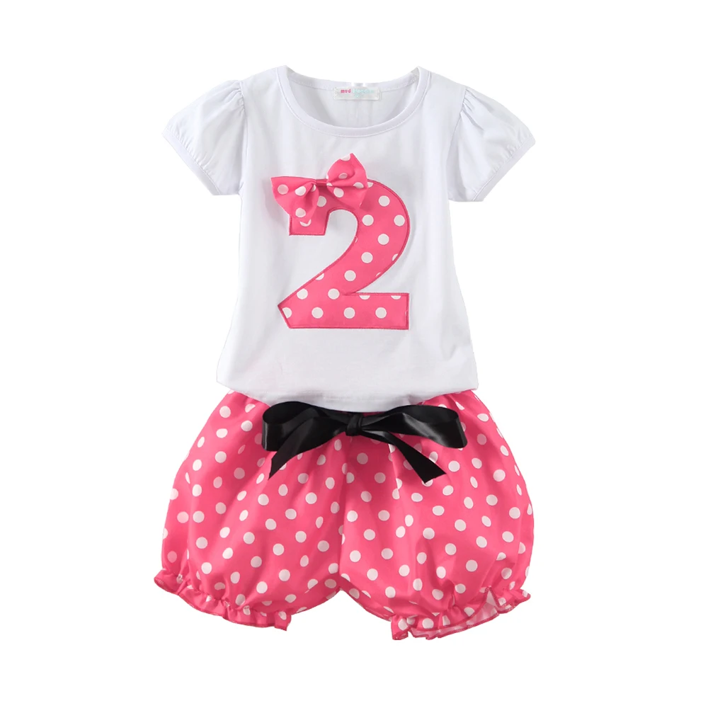 LittleSpring/Одежда для девочек на день рождения Хлопковая летняя одежда в горошек с