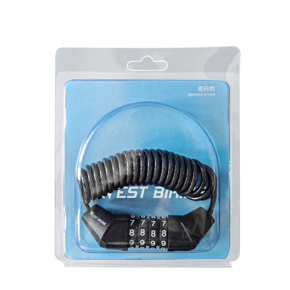 

WEST BIKING Bicycle Four-digit Password Lock Anti-theft Steel Wire Lock Bike Motorcycle Security Steel Wire Lock