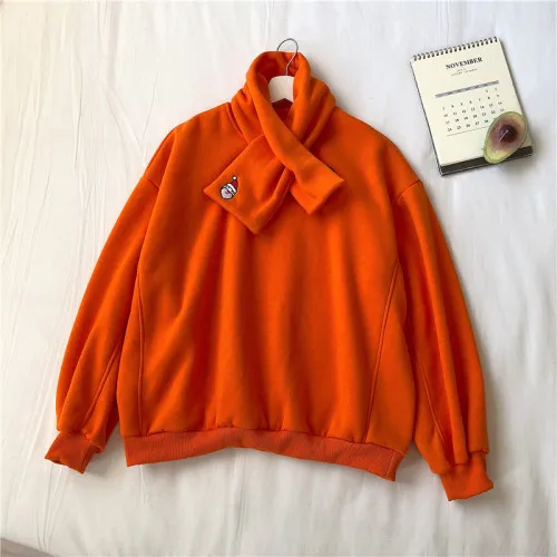 orange Neploe пуловер с вышитым рисунком Санта-Клауса, толстовка с имитацией двух частей, женские толстовки с капюшоном,, осенне-зимний плотный Топ, джемперы 56423 - Цвет: orange