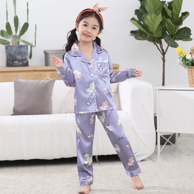 Пижамные комплекты для девочек на осень и зиму милая домашняя шелковая одежда