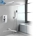 Скрытая Душевая система, кран Водопад для ванной комнаты, настенное крепление, тропический ливень хромированная
