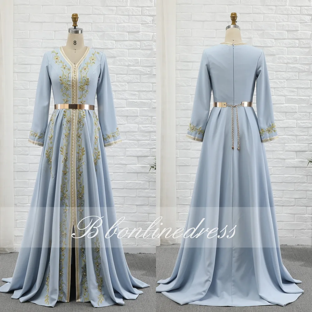 Bbonlinedress Moroccan Kaftan Evening Dresses Embroidery Crystal 2020 Muslim Dubai Arabic Caftan Dress robe marocaine mariage | Свадьбы и