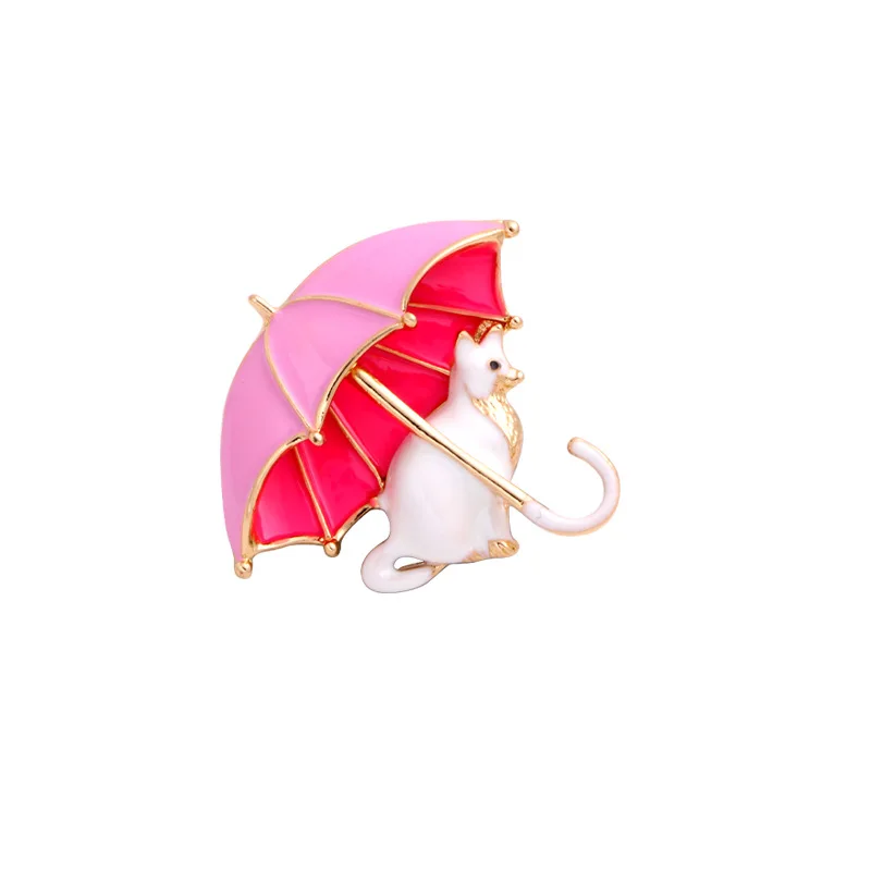 

Adorable Cat Under the Umbrella Brooch Black and White Cat Enamel Pin Anniversary, Birthday, Valentines Gift Artist Cat Brooch