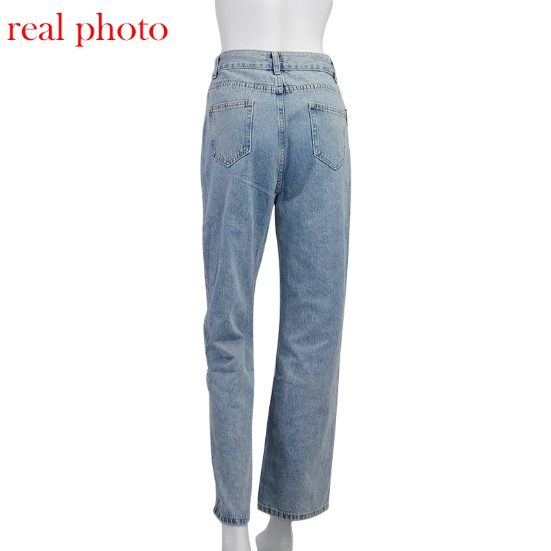 

Casual Fashion Straight Denim High Waist Jeans Women Pants Fall Winter 2021 Harajuku Boyfriend Jeans Loose Bottom