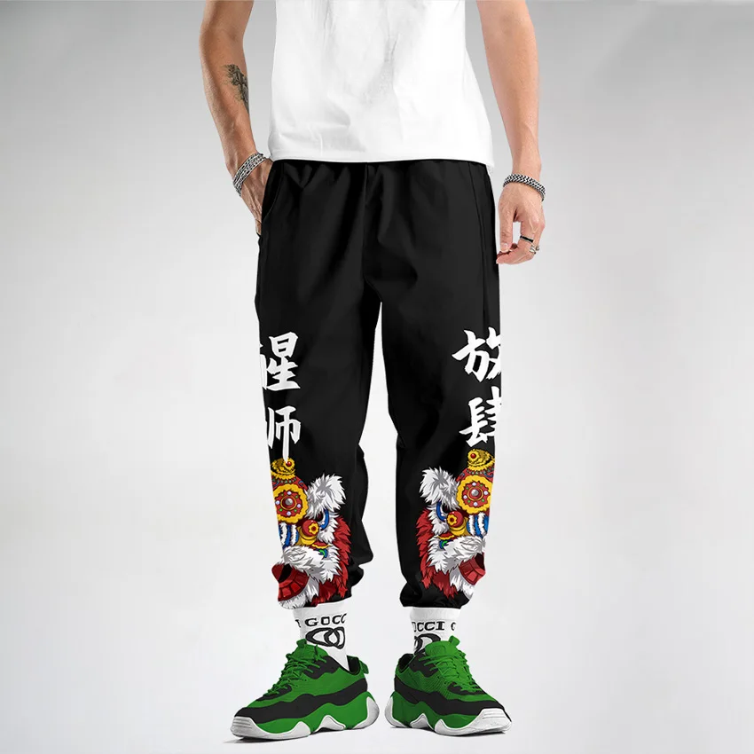 

Japanese Traditional Style Overalls Pants Man Woman Samurai Harajuku Casual Loose Trousers Retro Fashion Print Summer Streetwear
