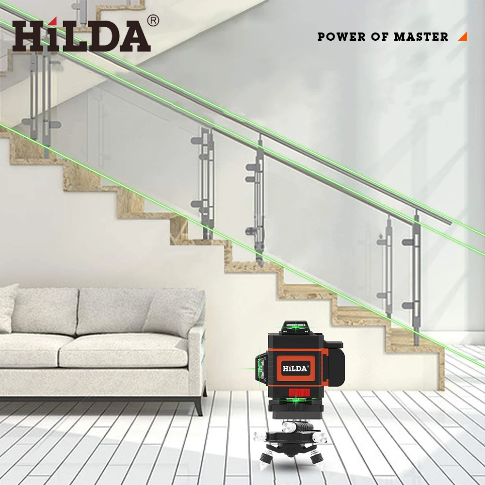 HILDA 3D/4D лазерный уровень автоматический самонивелирующийся 360 горизонтальный и