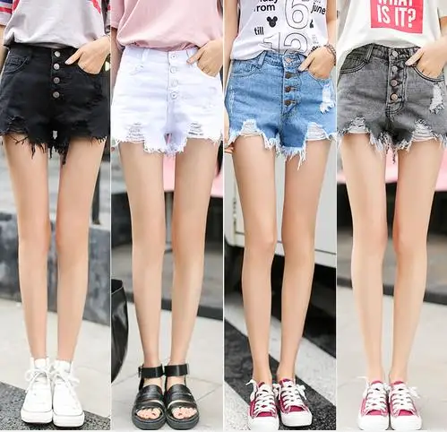 Летние джинсовые шорты с высокой талией Женская Повседневная свободного покроя