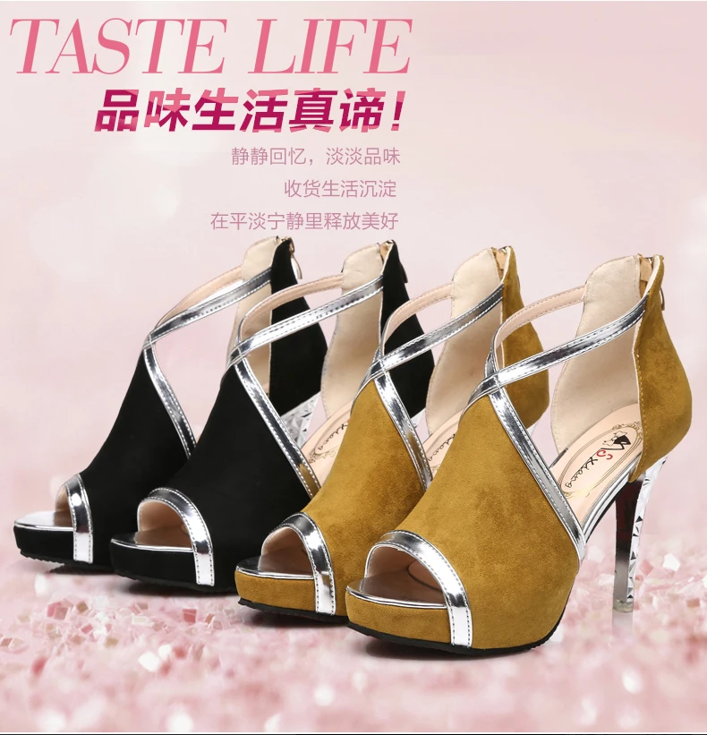 

Women Pumps 2018 Sping Summer Peep Toe High Heels Hollow rome Thin Heel sexy party Shoes Woman