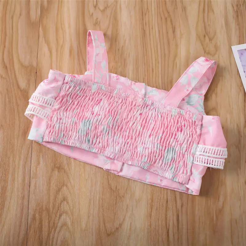 2020 Модный милый жилет с цветочным рисунком для маленьких девочек топы короткая