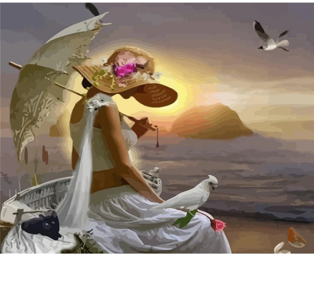 

CraftArtGo Painting By Numbers Figure painting On Canvas HandPainted Gift Picture By Number Waterfall Kits Home Decoration