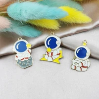 10pcs lovely cartoon astronaut enamel charms metal star charms for keychains earring diy jewelry making handmade craft