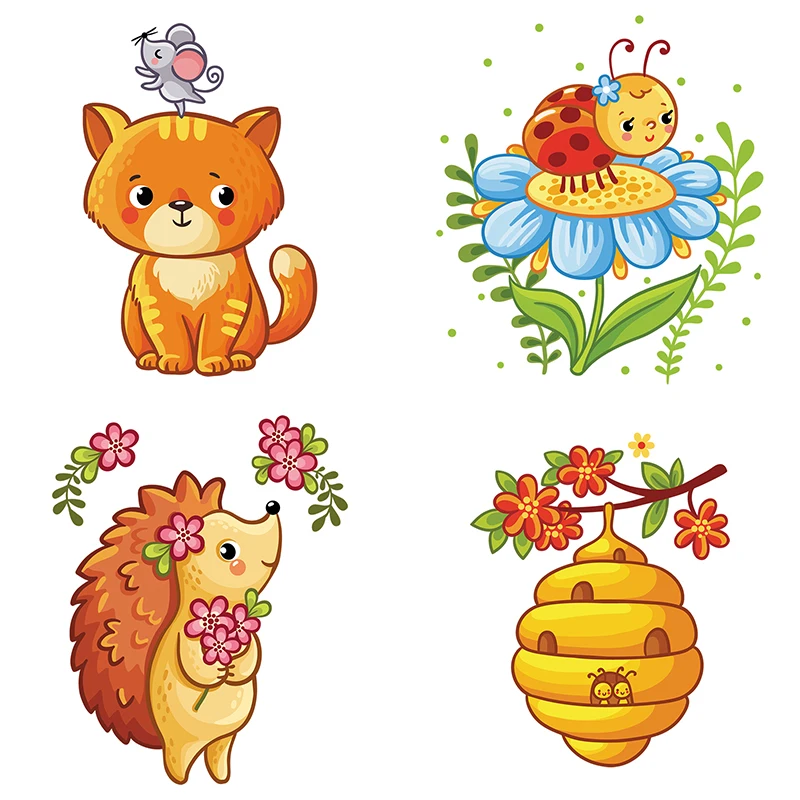 

Three Ratels QC519 Cute little animals wild insects children's bedroom cartoon decoration sticker refrigerator label