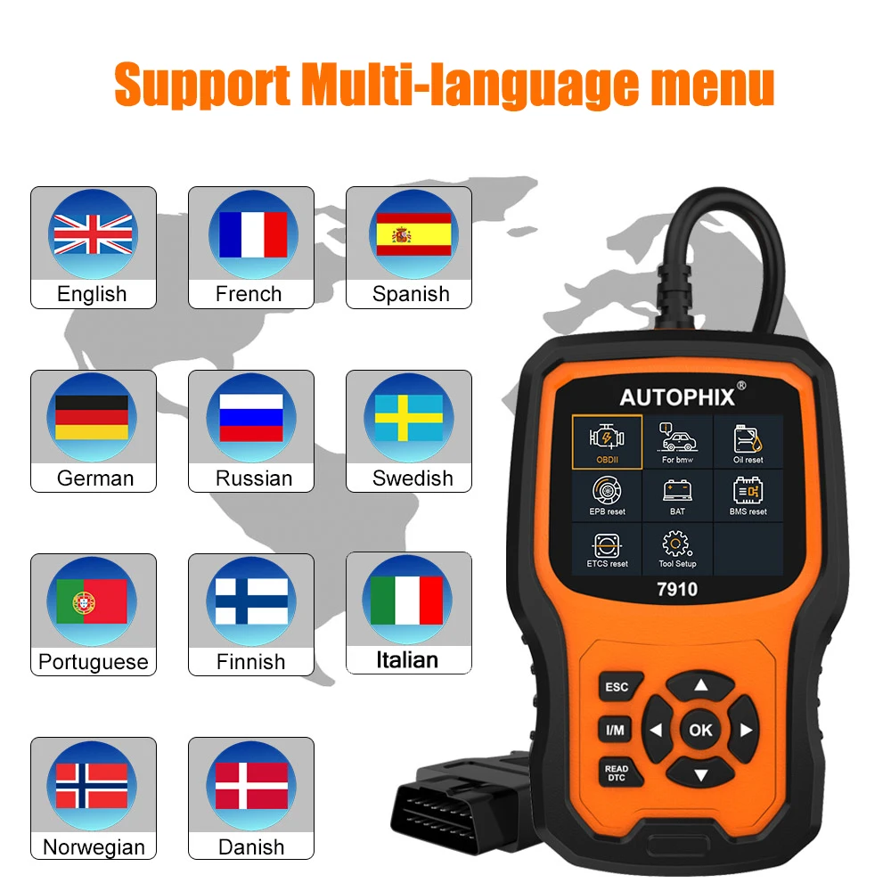 Автомобильный диагностический сканер Autophix 7910 OBD2 считыватель кодов сканирование