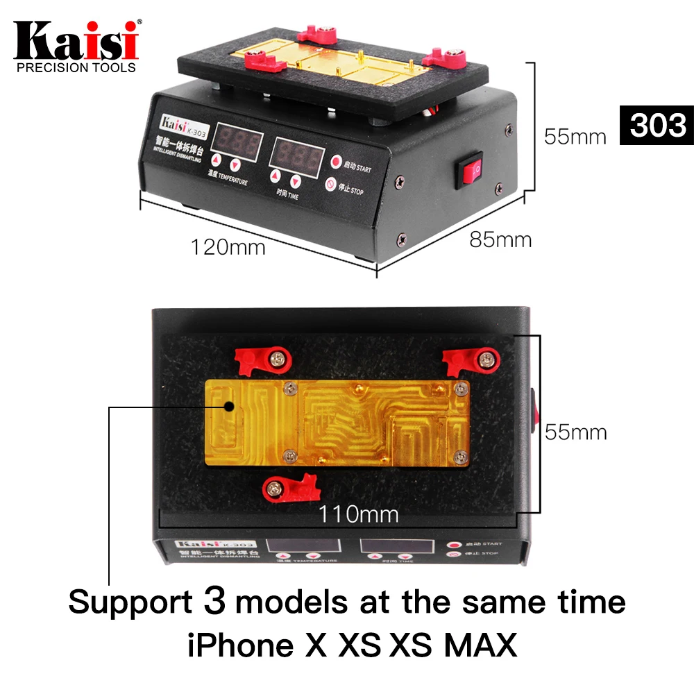 Kaisi 200 градусов быстрого разделения разборки платформы для iPhone X XS MAX материнская плата стратифицированная температура нагревательный стол