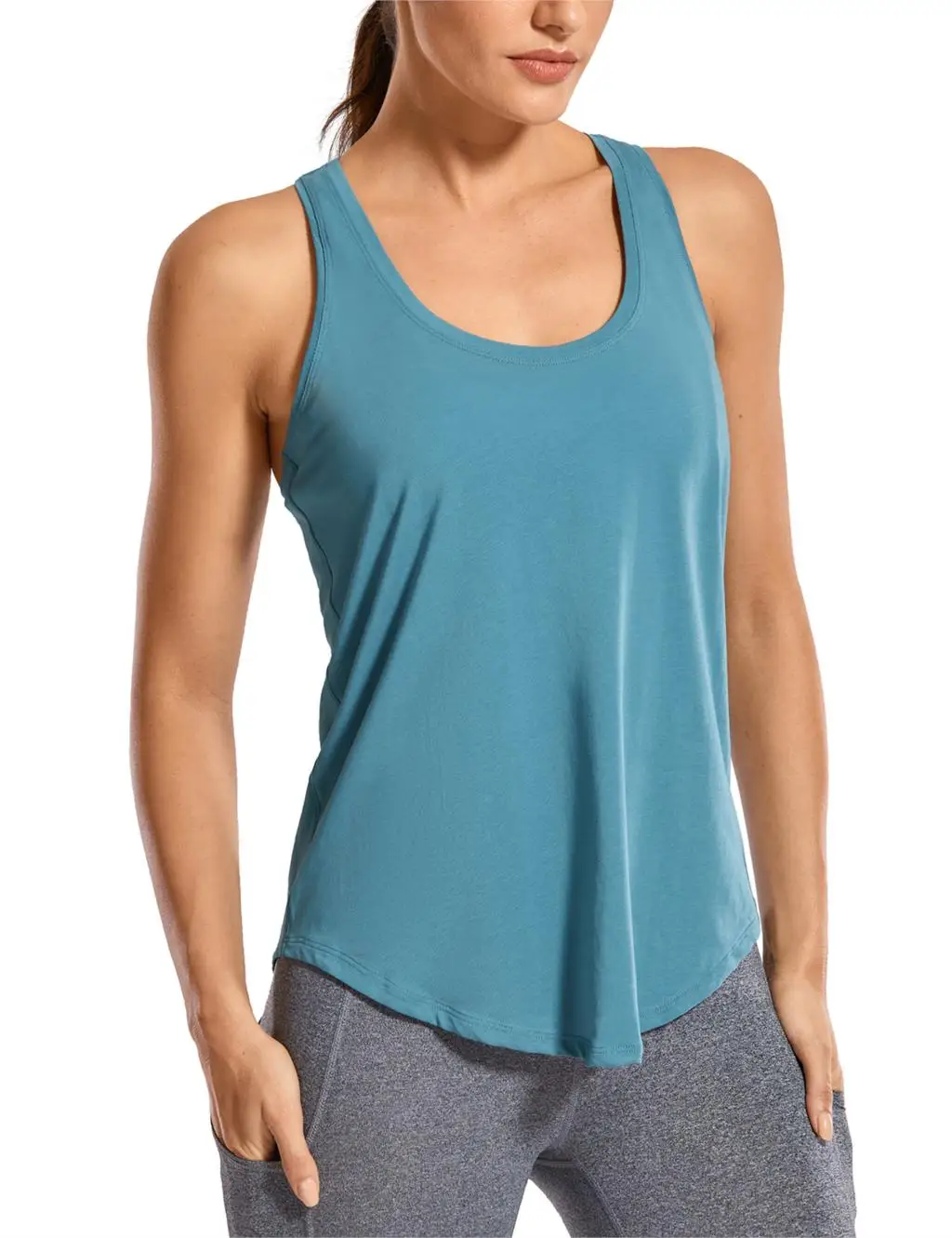 Slate Blue12 La Isla женские легкие спортивные топы Pima из хлопка-мягкие спортивные майки для йоги - Цвет: Slate Blue12