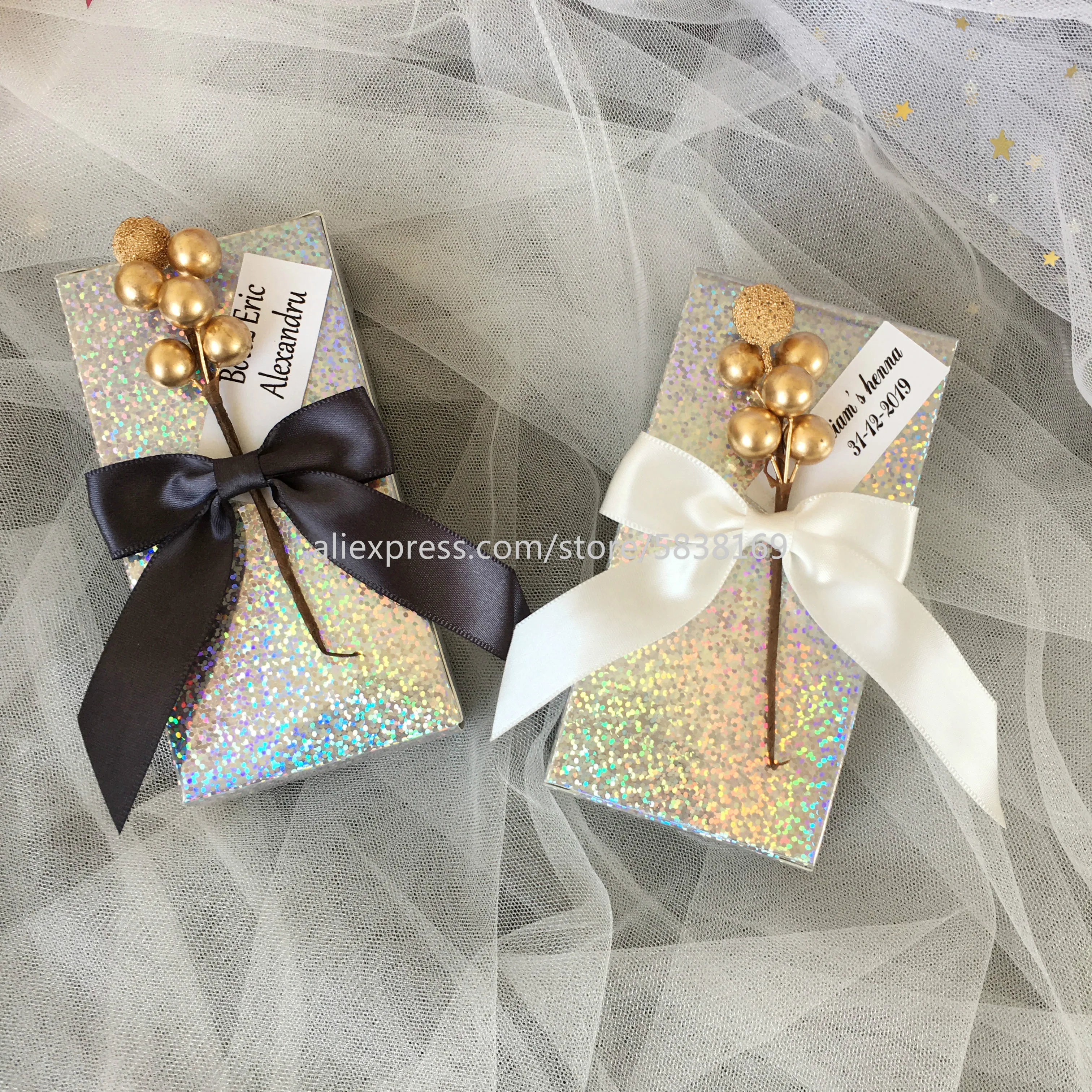 

100pcs lot personalized Gold Kraft Black Paper Bag Candy Box Wedding Favors Gift Box Package Birthday Party Decoration Bag