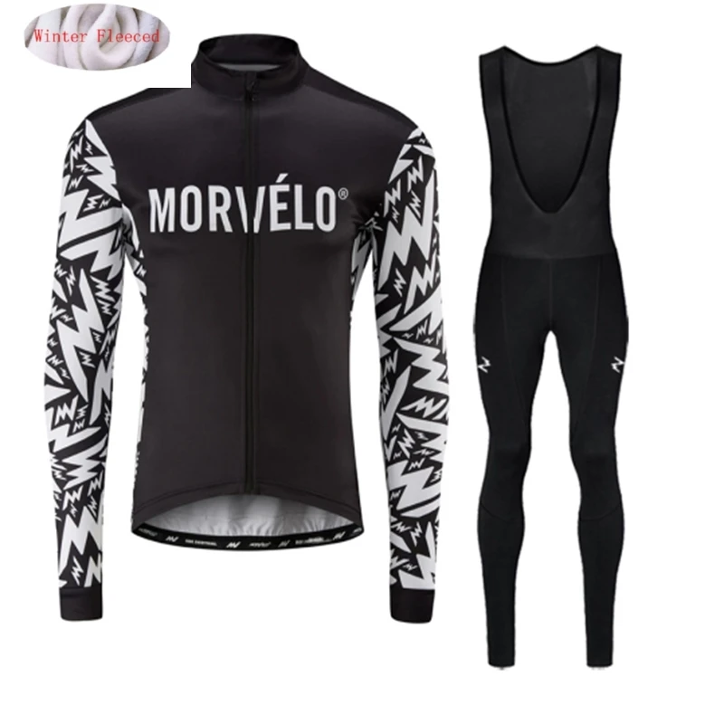 

NEW Morvelo 2020 Warm Winter Thermal Fleece Cycling Clothing Men's Jersey Suit Outdoor Riding Bike MTB Clothing Bib Pants Set