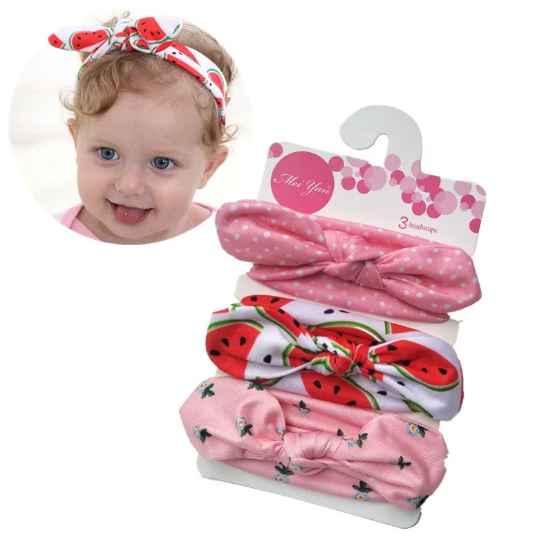 

3Pcs Baby Girls Hair Accessories Kids Elastic Floral Headband Bowknot Cartoon Hair Bands Headwear Set baby girl headbands