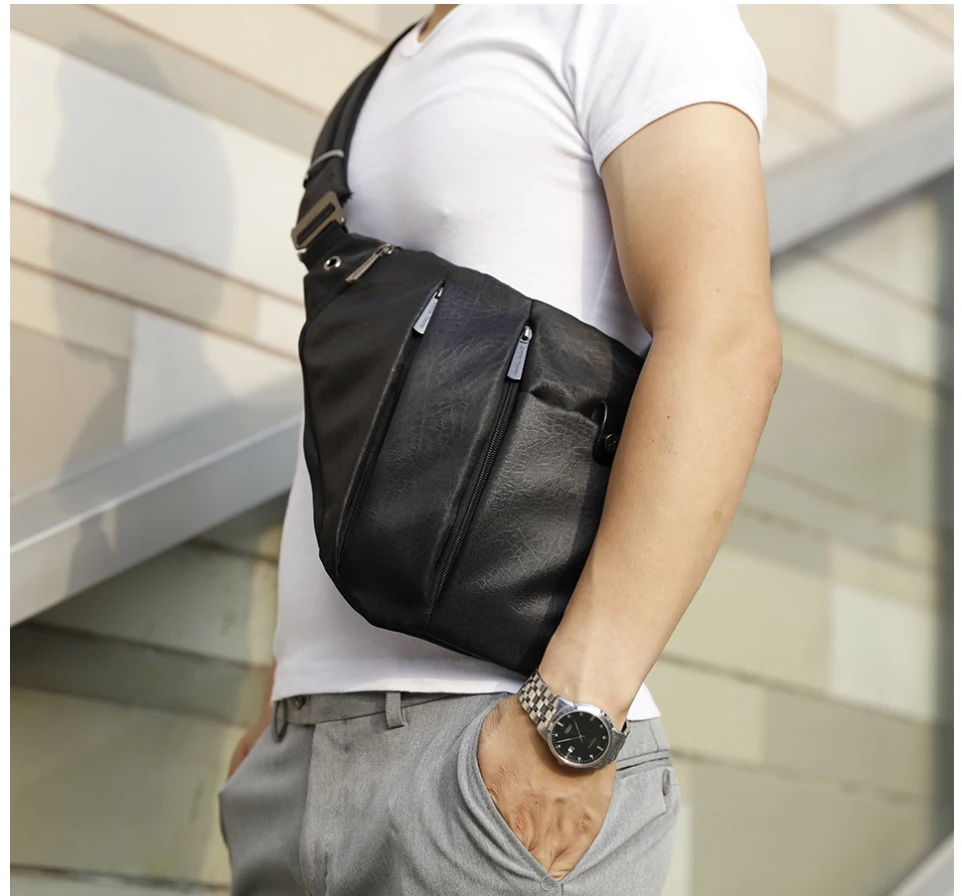 

Male Messenger Bag Shoulder Bags Hidden Chest Pack Men Retro Crossbody Bag Cool Motorcycle Sling Bag Waist pack
