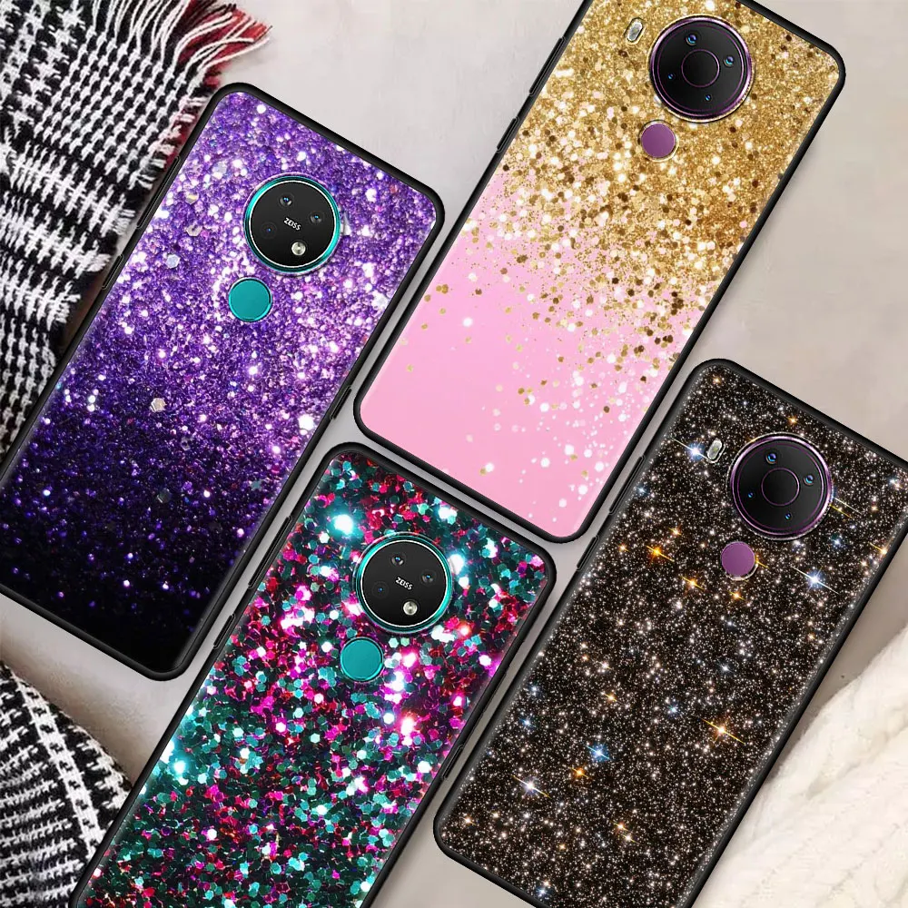 

Gold Pink Glitter Print Cell Phone Case for Nokia 5.4 7.2 3.4 5.3 2.3 3.2 8.3 5G 2.4 2.2 4.2 1.3 1.4 C20 G20 X20 Cover Coque